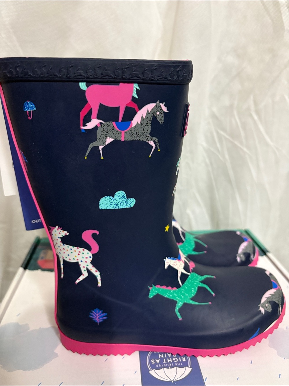 Joules Kids Navy Boots size US 13 - Picture 2 of 3